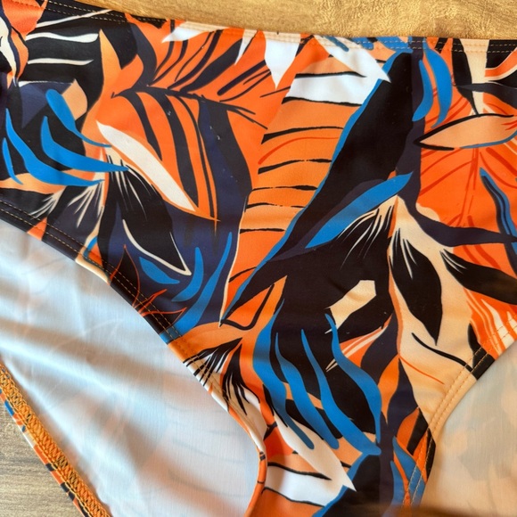Jollkichay Tropical Floral Bikini Bottom Size Large Blue & Orange Summer NWOT - Picture 3 of 5